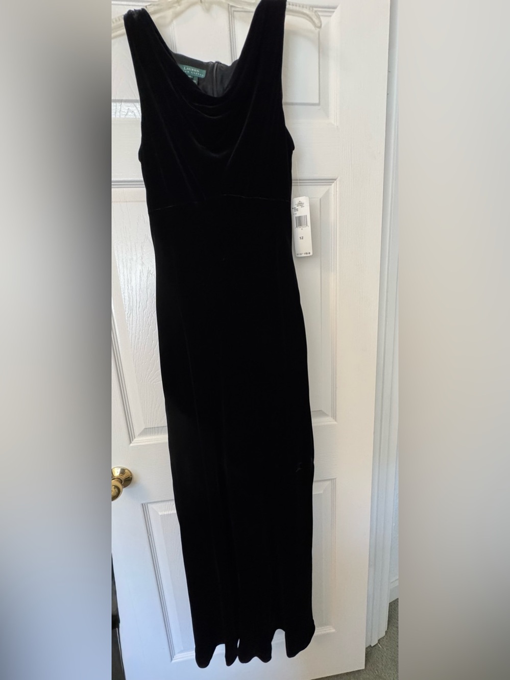 Ralph Lauren vintage Black Velvet Dress with Green Label